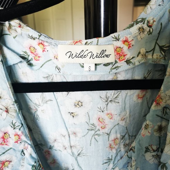 Floral Blue Wrap Dress - Picture 4 of 6